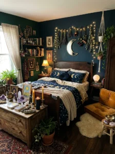 Evolving witchy bedroom with personalized mystical décor.