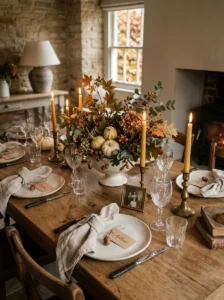 Timeless dining table decorated to reflect the season and occasion