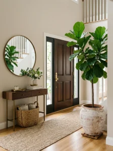 Tall green plant adding natural style to an entryway