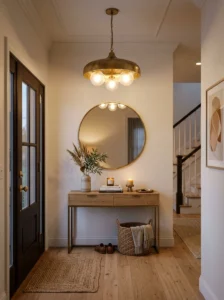 Statement pendant light creating a stylish entryway focal point