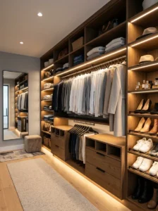 LED lighting inside a custom closet
