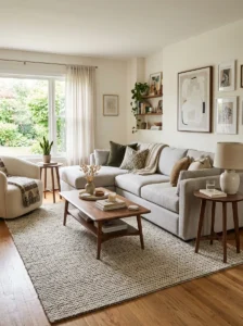 Living room tables with different heights.