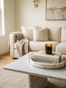 Beautifully styled minimalist coffee table.