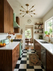Modern functional kitchen with authentic mid-century design details.