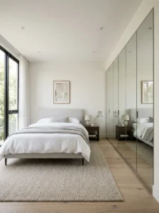 Full-length frameless mirrored closet doors