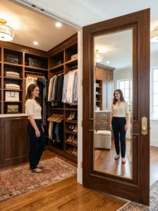 Full-length mirror inside a bedroom closet