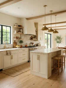 Warm off-white kitchen cabinets with cream tones