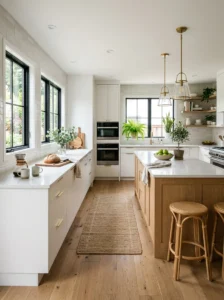 Freshly styled kitchen with balanced decor and intentional uncluttered space.
