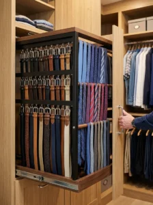 Pull-out tie and belt organizer