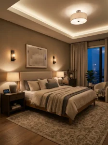 Smart bedroom lighting with multiple adjustable light sources