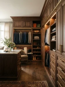 Durable custom wood closet cabinets