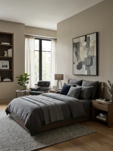 Low-profile platform bed in a modern teen boy bedroom