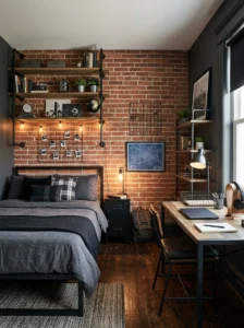 Industrial urban style teen boy bedroom
