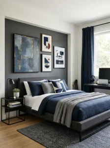 Personalized wall art in a modern teen boy bedroom