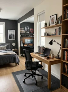 Dedicated study zone in a teen boy bedroom 