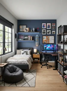 Personalized teenage boy bedroom designed around his individual preferences