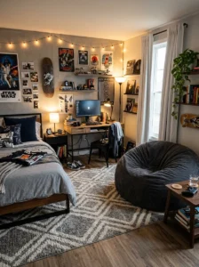 Teen bedroom with a comfortable casual chair for friends
