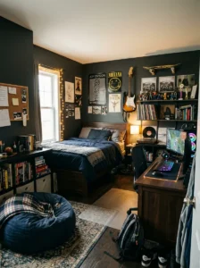 Authentic personalized teenage boy bedroom designed around his interests