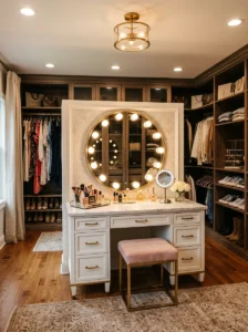 Vanity area inside a walk-in closet