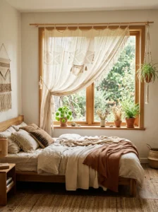 Lightweight tapestry used as a bedroom window curtain