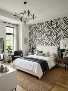Vintage floral wallpaper creating old-world bedroom charm
