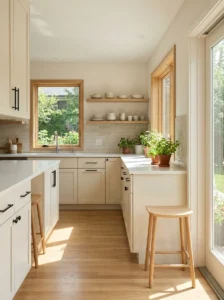 Light kitchen cabinets with matte black hardware