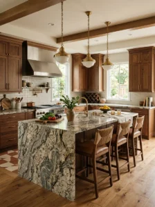 Natural granite countertops with unique stone pattern