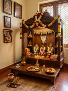 Personalized pooja room honoring family traditions and rituals