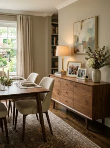 legant dining room decorated with carefully selected personal touches.