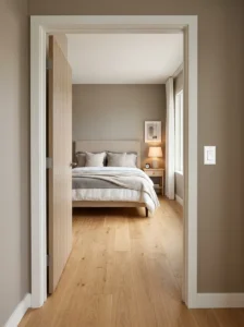 Bedroom with conveniently positioned accessible light switch