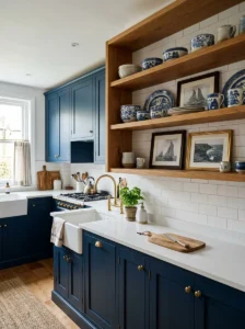 Airy kitchen with soft sky blue cabinets and light natural décor