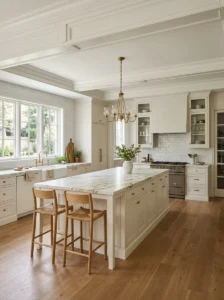Timeless luxury kitchen combining natural materials and classic craftsmanship