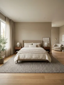 Bedroom furniture arranged at comfortable reachable heights