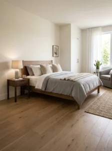 Bedroom bed positioned at a comfortable accessible height