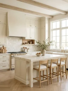 Timeless neutral kitchen with warm white and cream colors