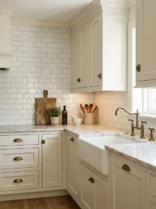 Classic white subway tile backsplash in a timeless kitchen