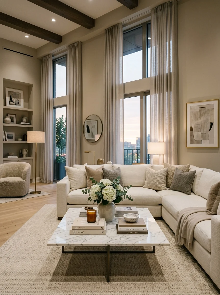 Luxury living room with premium furniture and elegant decor