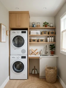 Small utility room with smart storage and organized layout