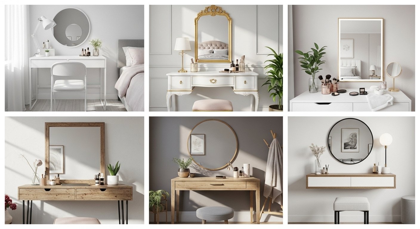 Stunning vanity design ideas with modern, glam, and minimal setups in a cozy bedroom