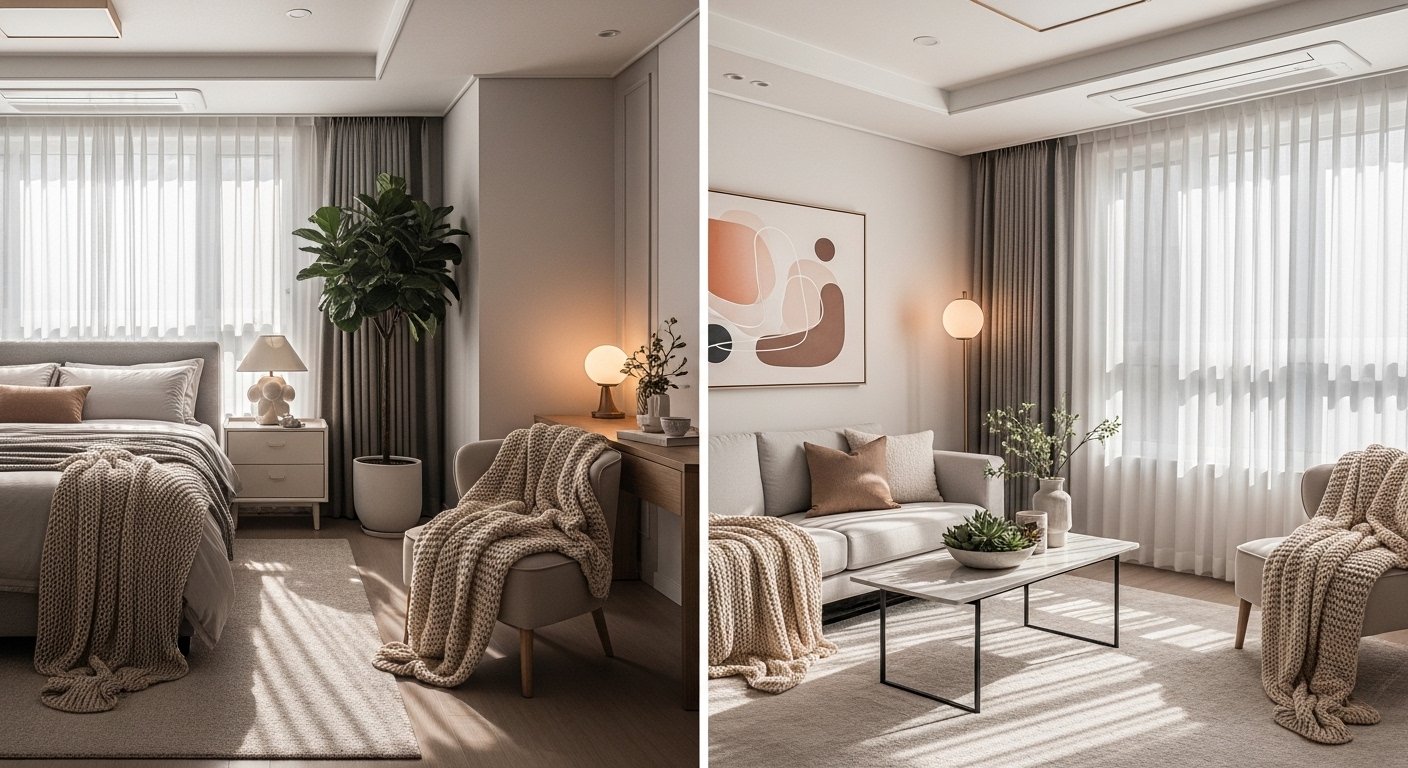 Modern home interior ideas with cozy decor, lighting, and stylish furniture setup