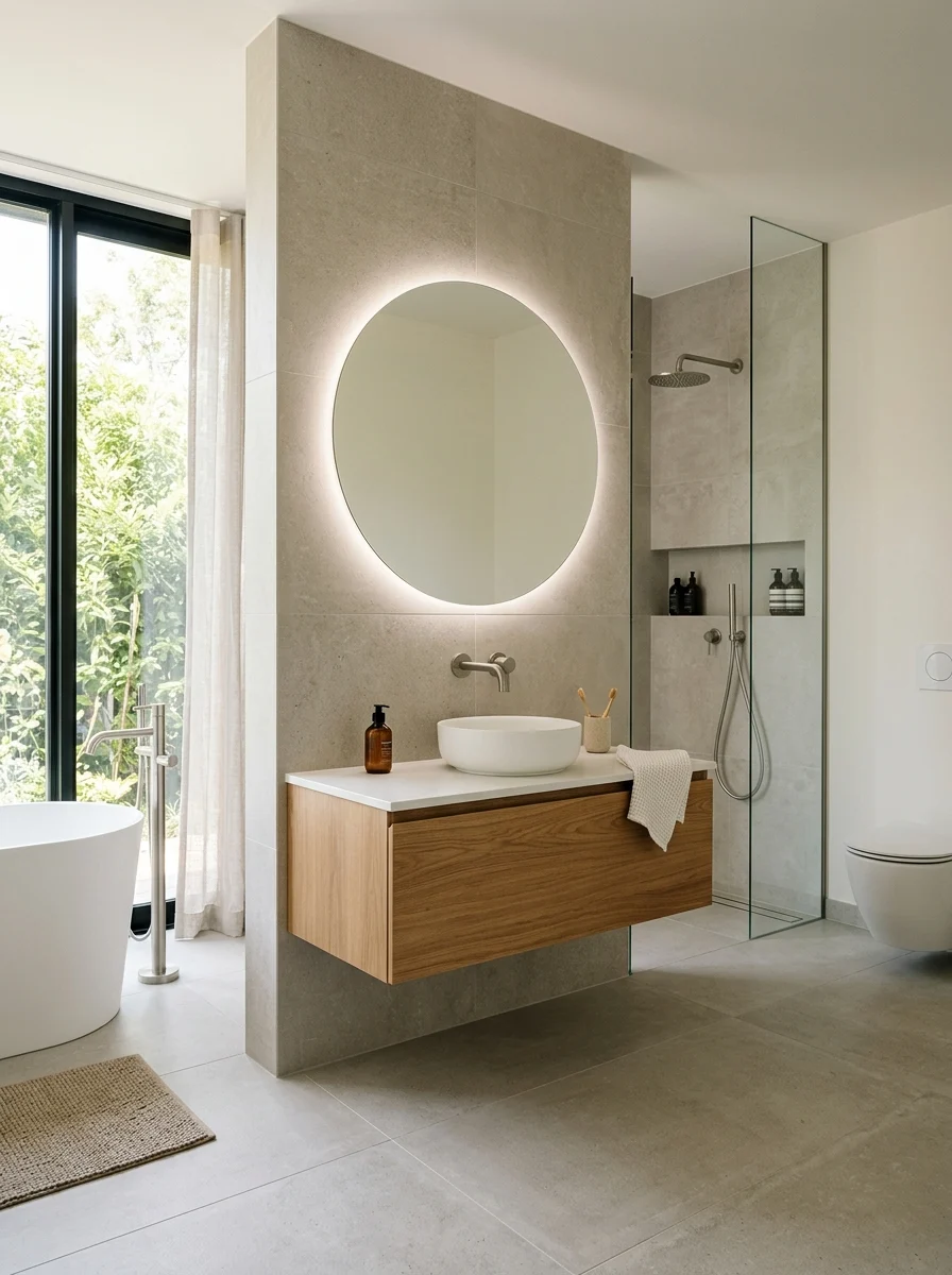Minimalist modern bathroom with clean layout and sleek design
