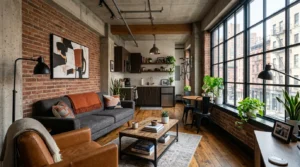 Modern NYC apartment interior with urban style design