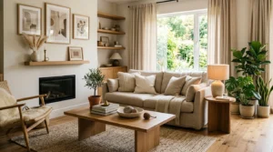 Cozy modern home styled beautifully using the rule of three in decor
