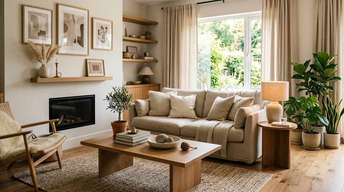 Cozy modern home styled beautifully using the rule of three in decor